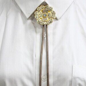 Alloy Flower Gold Bolo Tie